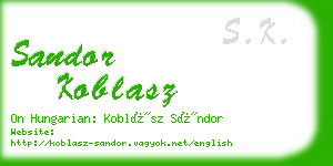 sandor koblasz business card